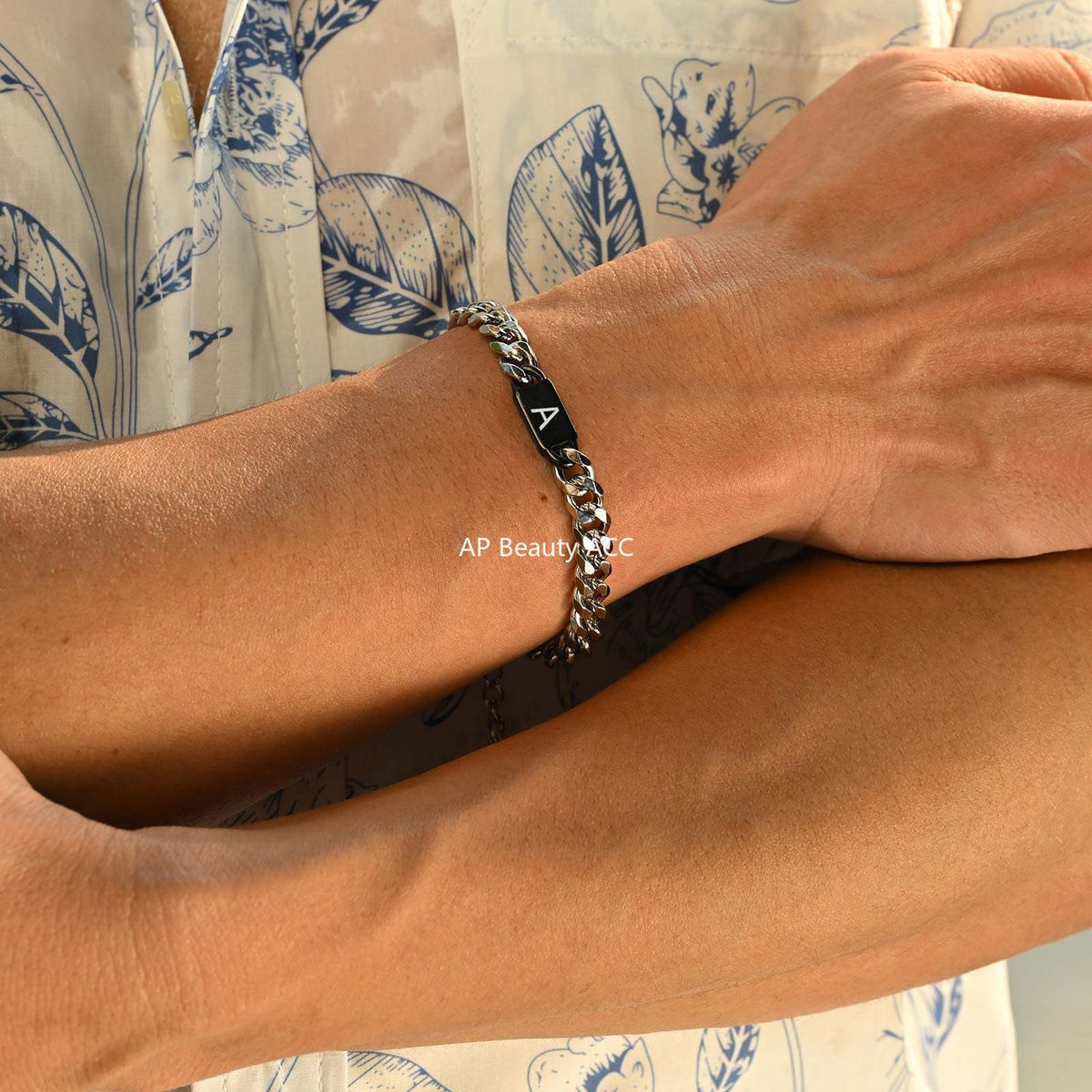 G廠-不鏽鋼金屬風復古配件可刻字鐳射字母古巴鏈手鍊「BR-2704」25.11-3