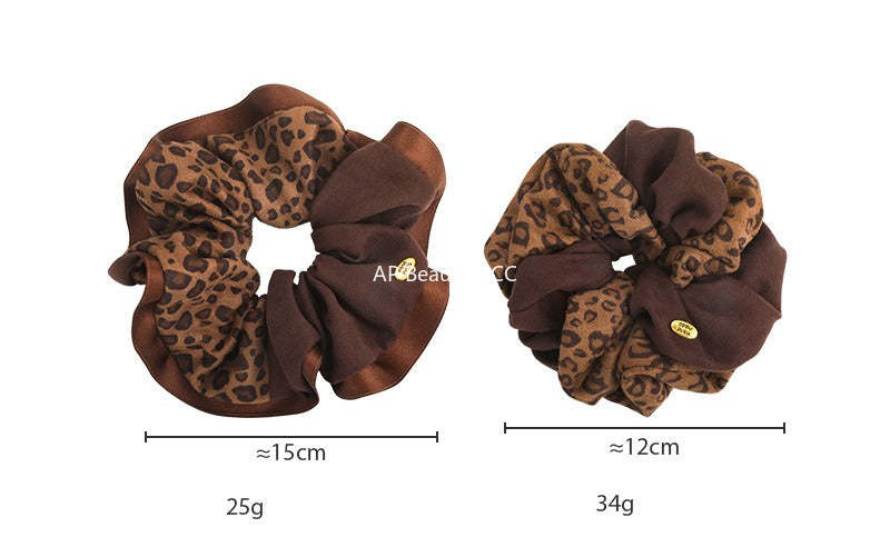 E廠-韓系氣質豹紋拼色大腸圈女百搭小眾馬尾髮繩頭繩新款高級感髮飾「27772」25.12-2