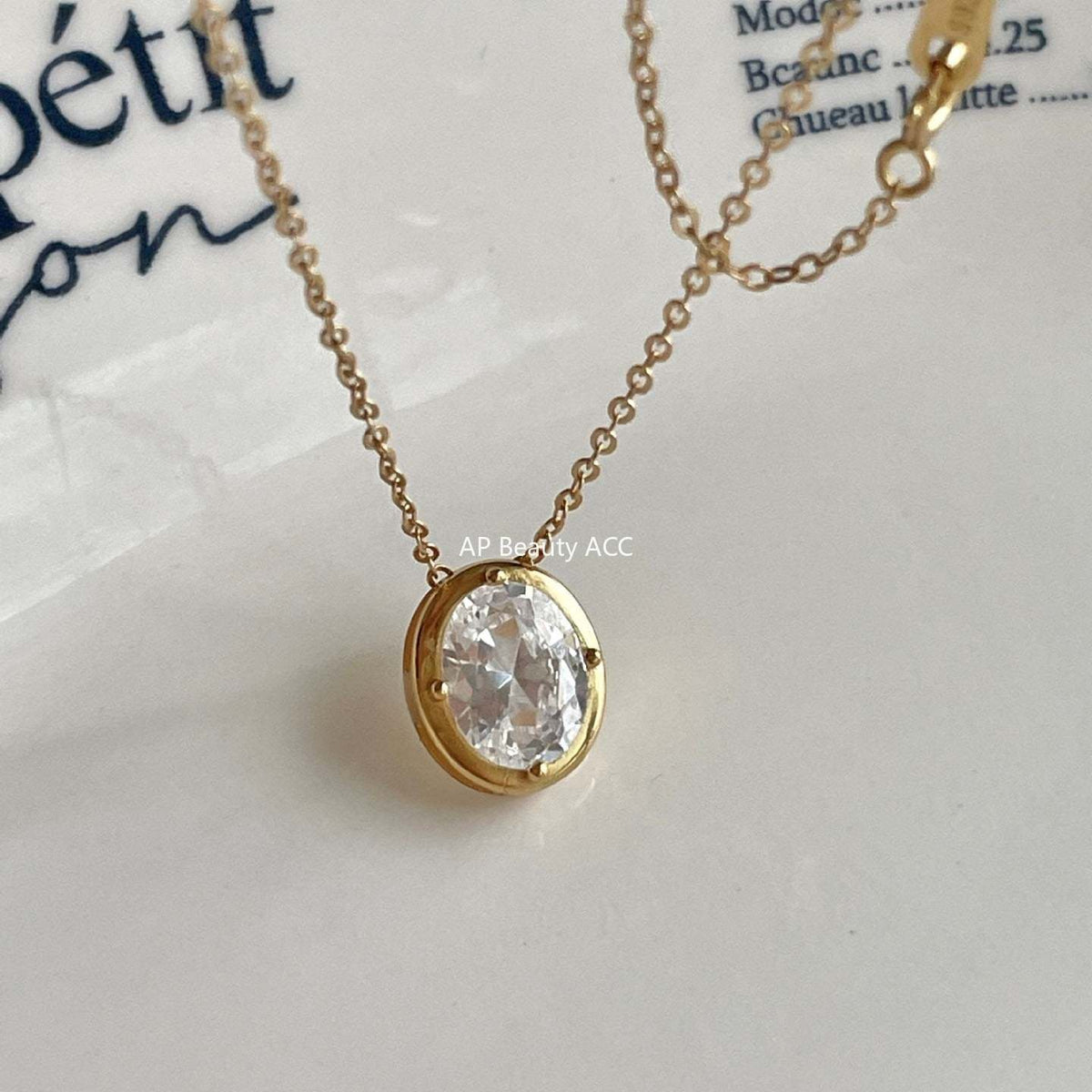 F廠-韓國韓版飾品925純銀橢圓鋯石項鍊INS風格百搭項鍊設計款項鍊「B1384」25.11-4