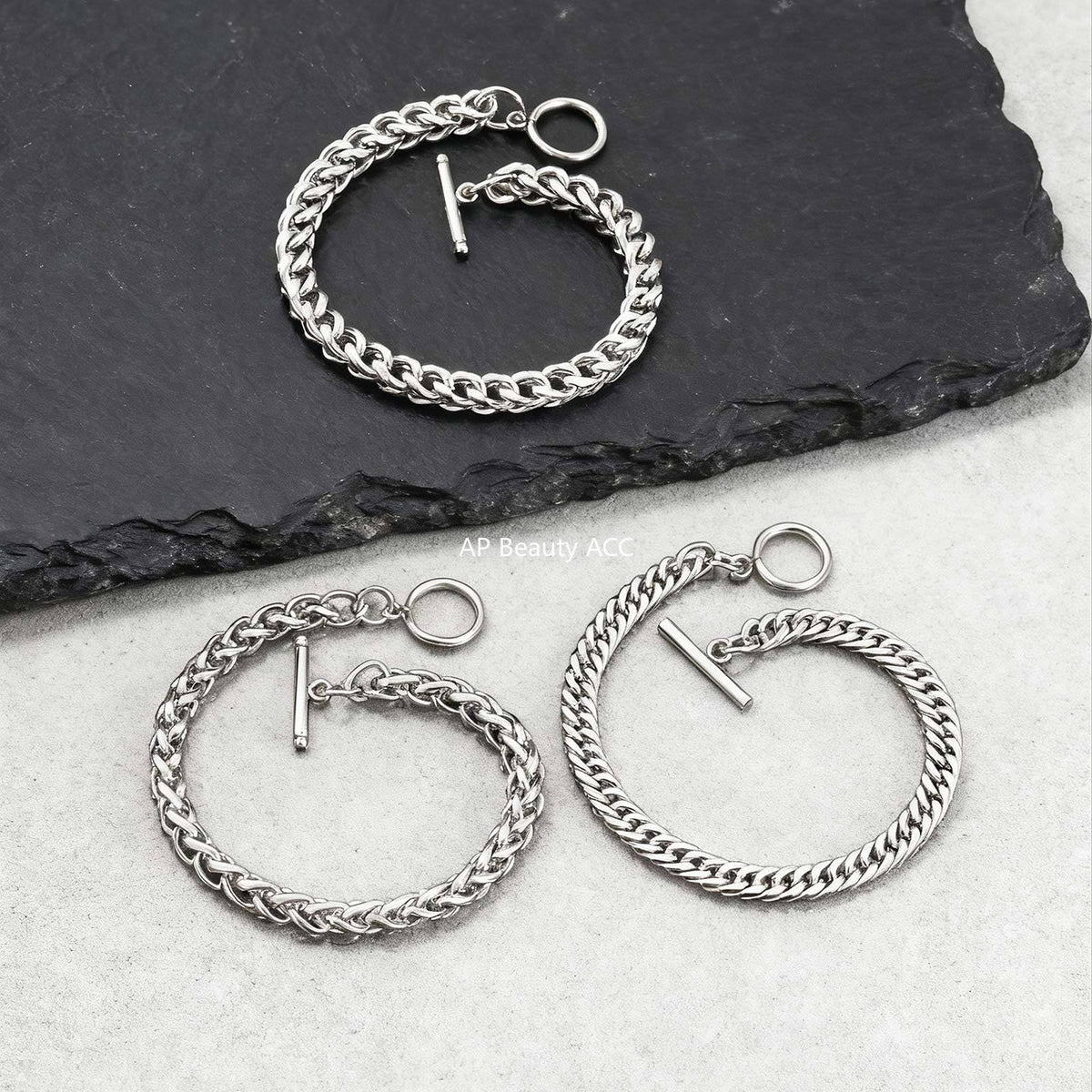 G廠-不鏽鋼酷帥古巴鏈簡約冷淡風單層龍骨鏈OT扣日常疊戴手鍊「BR-1749」25.12-1