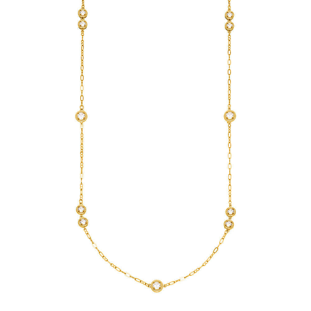 B廠-法式秋冬超閃爪鑽5A鋯石長款毛衣鏈不鏽鋼鍍18k真金不掉色「M083」25.11-3