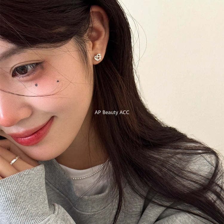 C廠-999純銀鹼水結耳釘女養耳洞小眾設計精緻耳環高級感洗睡免摘耳飾「EH-3307.sj」25.12-1