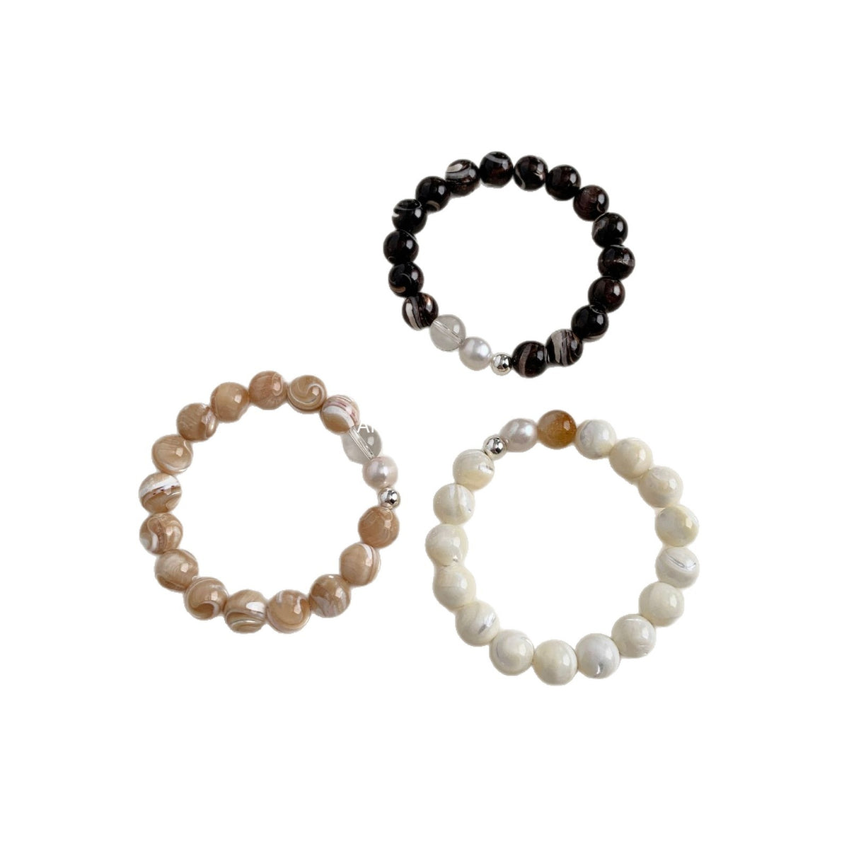 C廠-chic輕奢百搭天然貝珠海貝殼珠天然淡水珍珠天然白水晶黃塔晶手鍊「1543」25.11-2