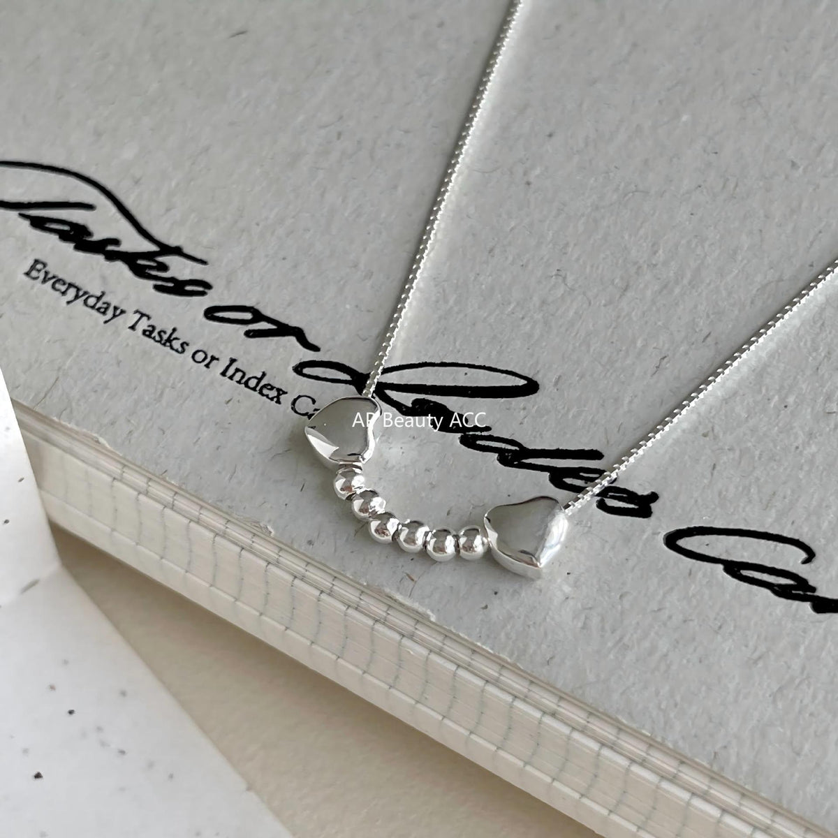 F廠-韓國韓版925純銀愛心圓珠項鍊簡約小紅書ins小鑽項鍊「B1383」25.11-3