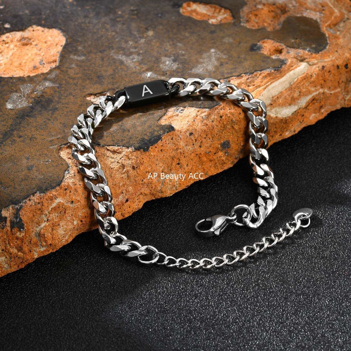 G廠-不鏽鋼金屬風復古配件可刻字鐳射字母古巴鏈手鍊「BR-2704」25.11-3