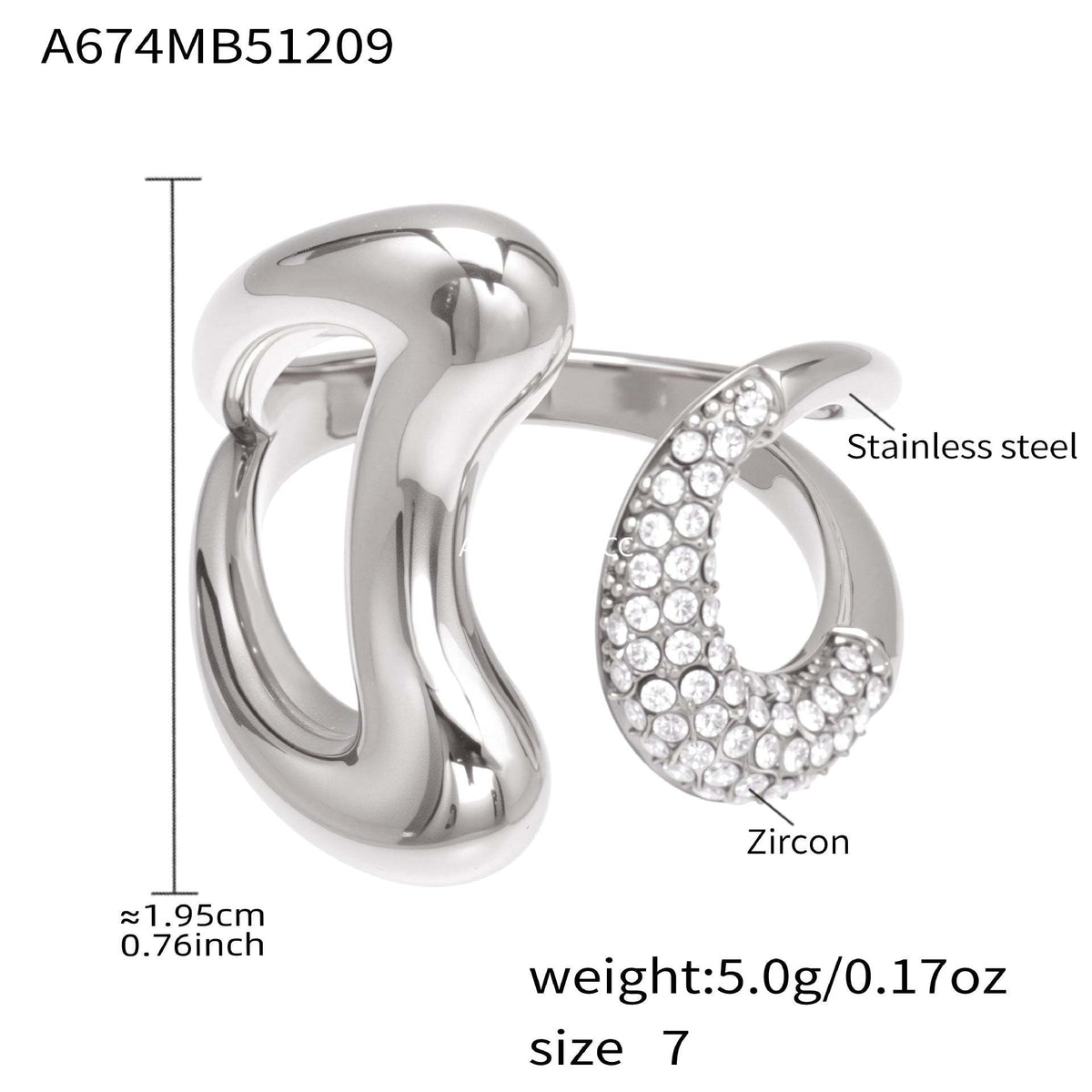 B廠-不鏽鋼細鑽鑲嵌鋯石開口戒指組合鍍18k真金INS小眾時尚設計手飾品「A382-A-A622-A674」25.12-3