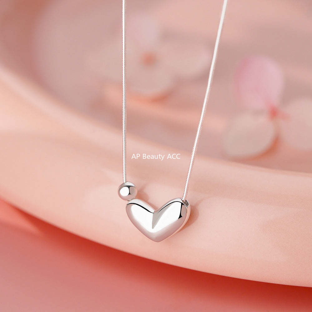 D廠-純銀S925愛心圓珠項鍊女小眾設計復古輕奢甜美可愛簡約鎖骨鏈批發「YC2177N_1」25.12-3