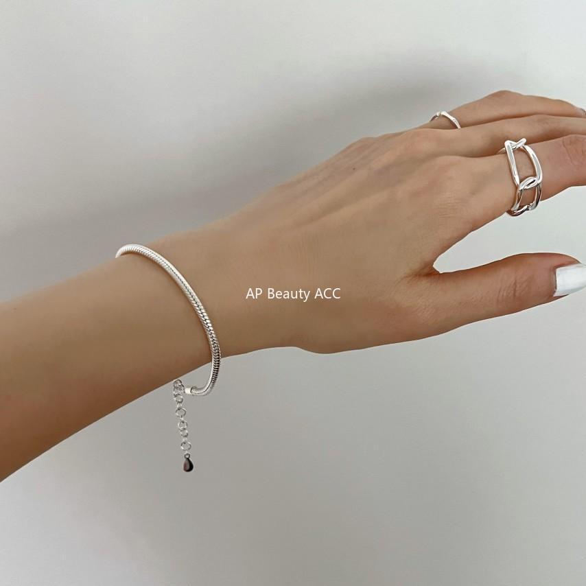 F廠-韓國韓版925純銀個性重工粗蛇骨手鍊銀飾簡約手環首飾「A324」25.11-2