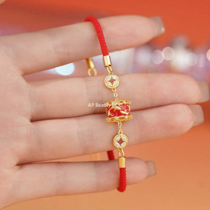 D廠-原創S999足銀轉運錦鯉圓環流蘇項鍊本命年手鍊如意中式首飾「YC3223N_1 YC4597SL_1」25.10-5