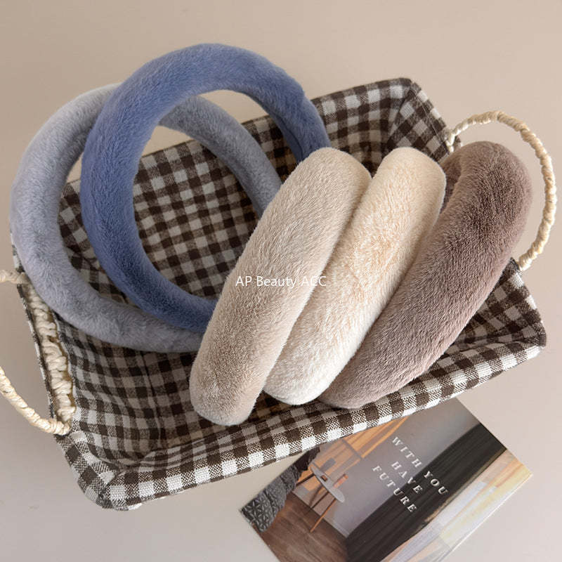 E廠-秋冬仿兔毛軟糯毛毛高顱頂寬髮箍氣質百搭溫暖毛絨絨壓髮頭箍髮飾「19179」25.11-3