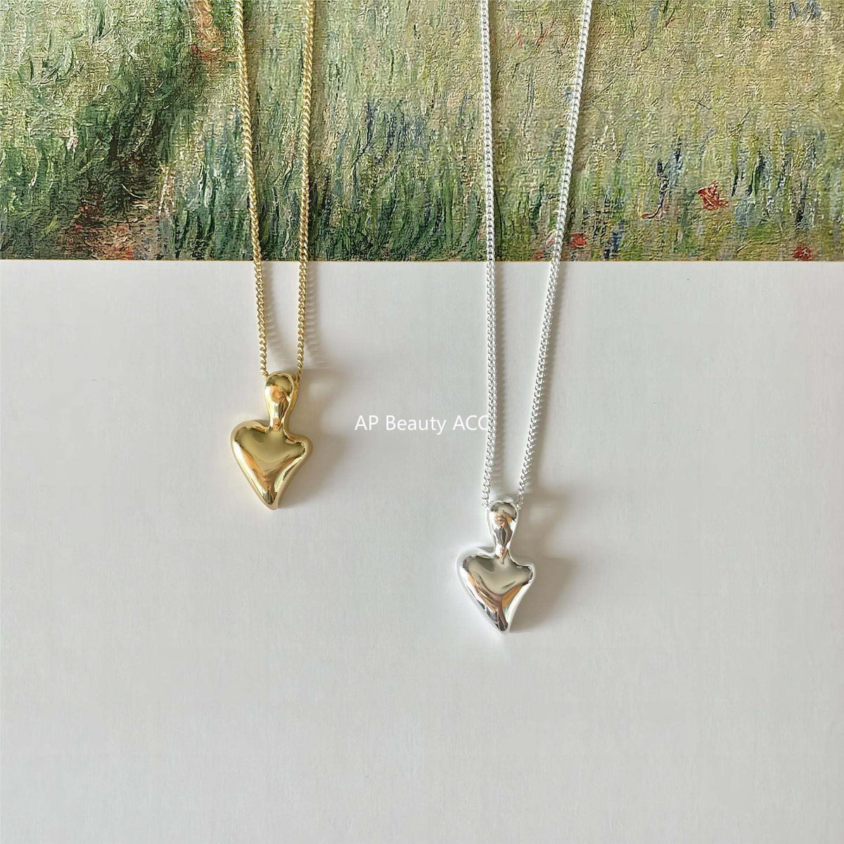 F廠-韓國韓版925純銀不規則愛心項鍊簡約ins網紅小紅書項鍊「B1195」25.12-2