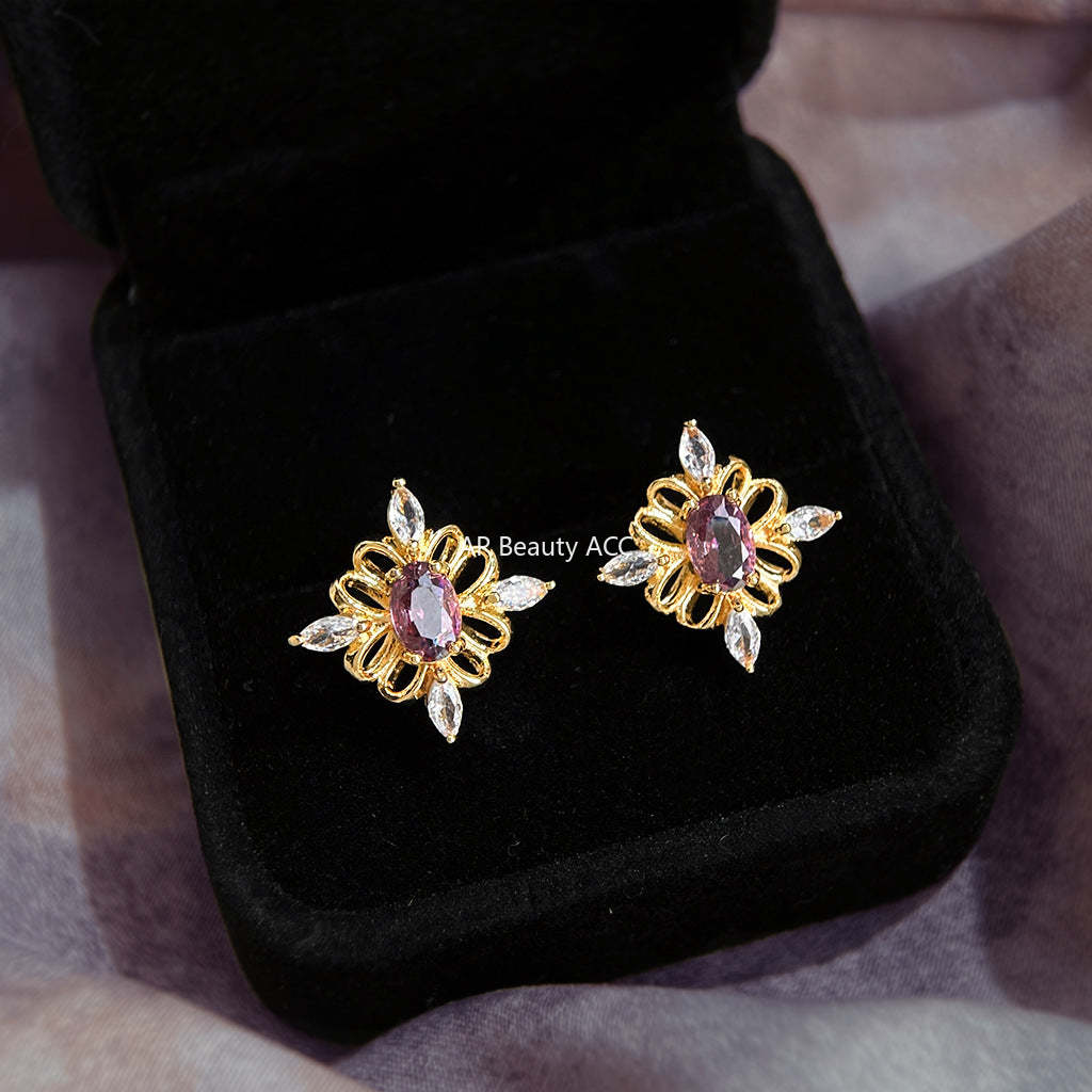 A廠-原創小眾設計時尚高級感輕奢風925銀針鍍14K個性新款耳飾工廠耳釘「7106」25.11-4