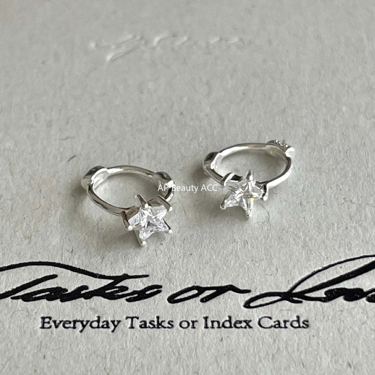 F廠-韓國韓版925純銀星星鋯石耳扣耳環簡約氣質百搭ins風耳飾「C1423」25.11-4