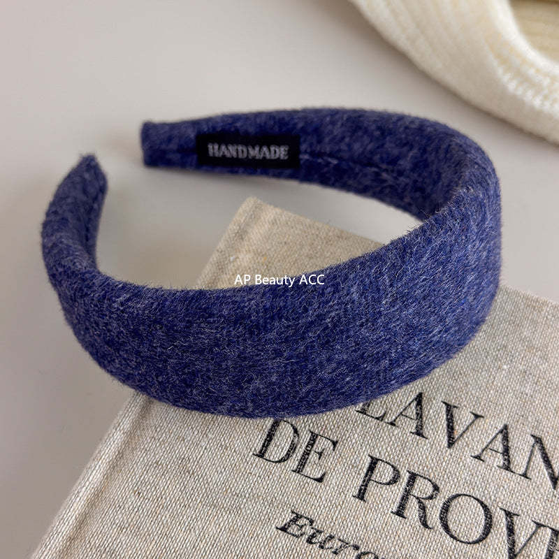 E廠-韓國新款秋冬氣質純色羊毛呢高顱頂寬邊髮箍百搭簡約外出頭箍髮卡「27650」25.11-1