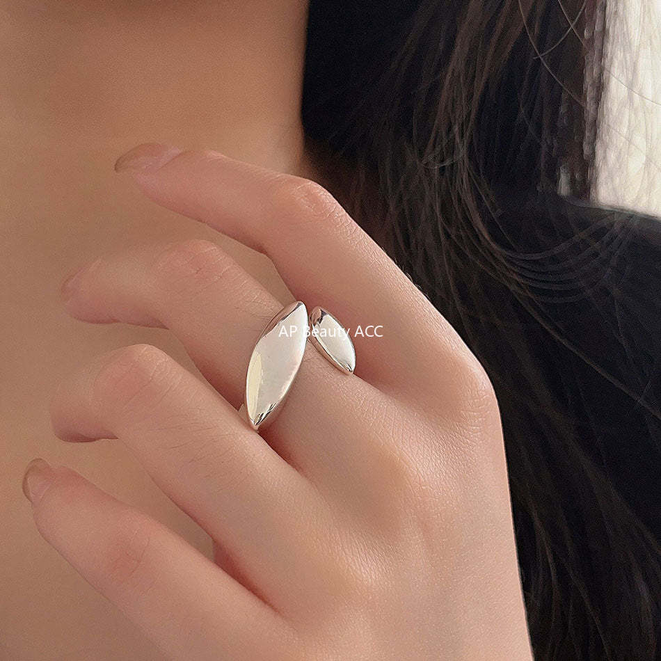 F廠-韓國韓版S925純銀組合幾何面 光面簡約戒指開口指環「J343」25.10-5