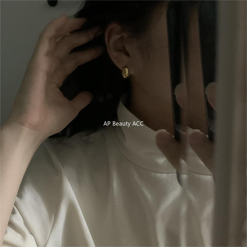 F廠-韓國韓版925純銀橢圓耳扣簡約冷淡風氣質ins風耳飾「C1220」25.10-1