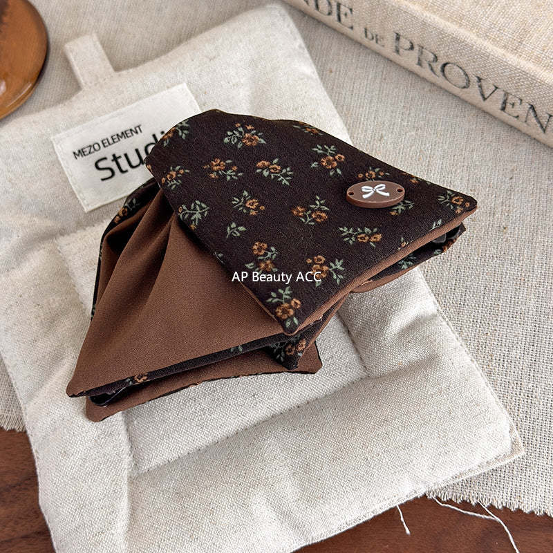 E廠-韓國秋冬復古設計感碎花三角抓夾氣質百搭扎馬尾美拉德鯊魚夾髮夾「27648」25.11-1