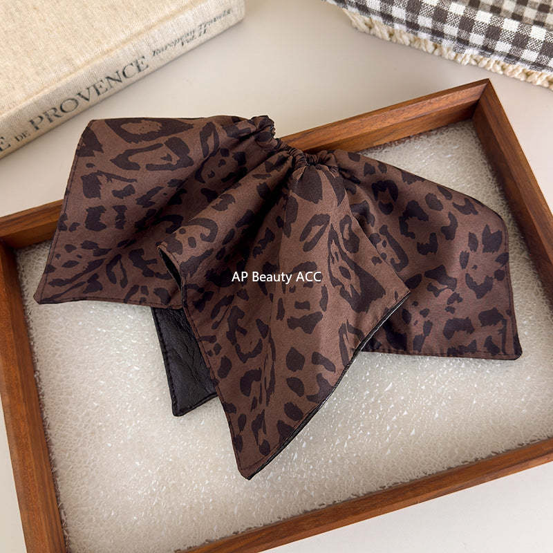 E廠-韓國ins風咖色豹紋拼接大腸髮圈女秋冬氛圍感氣質低馬尾頭繩髮飾「27622」25.11-1