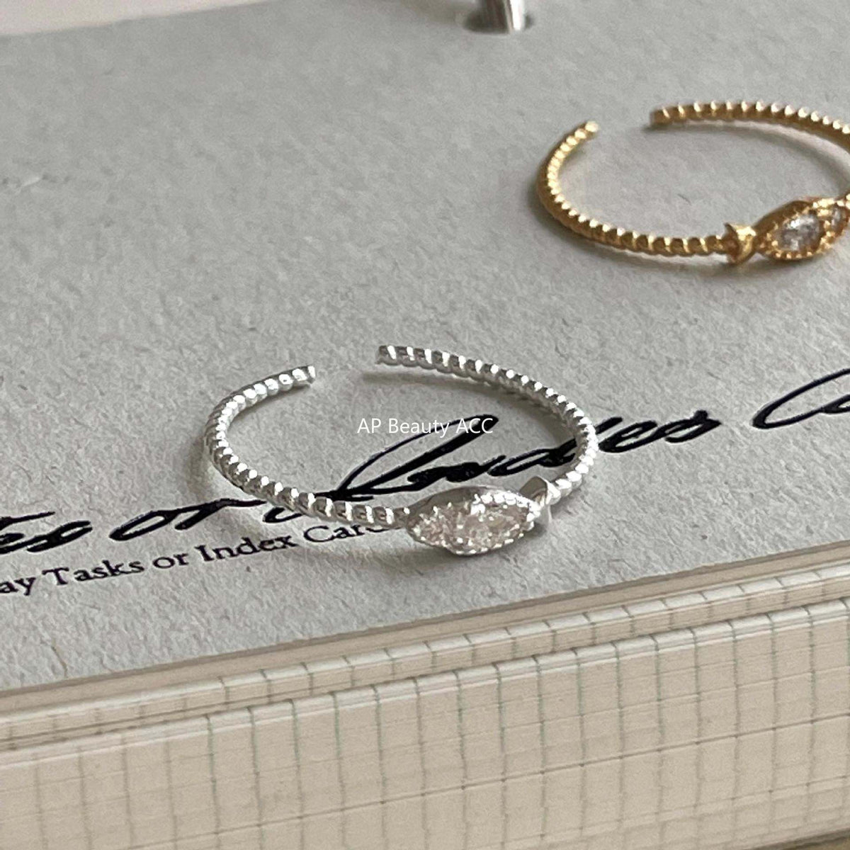 F廠-韓版小紅書ins簡約S925純銀鋯石小魚戒指設計感個性戒指圓「J2144」25.11-3