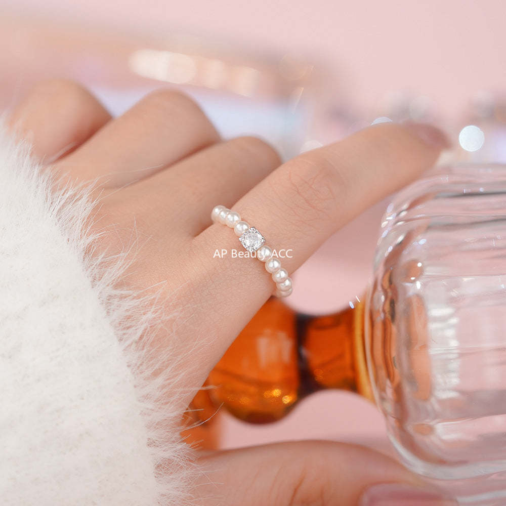 D廠-純銀S925溫柔珍珠戒指女新款韓式簡約文藝法式復古清新手飾「YC5467R」25.12-3