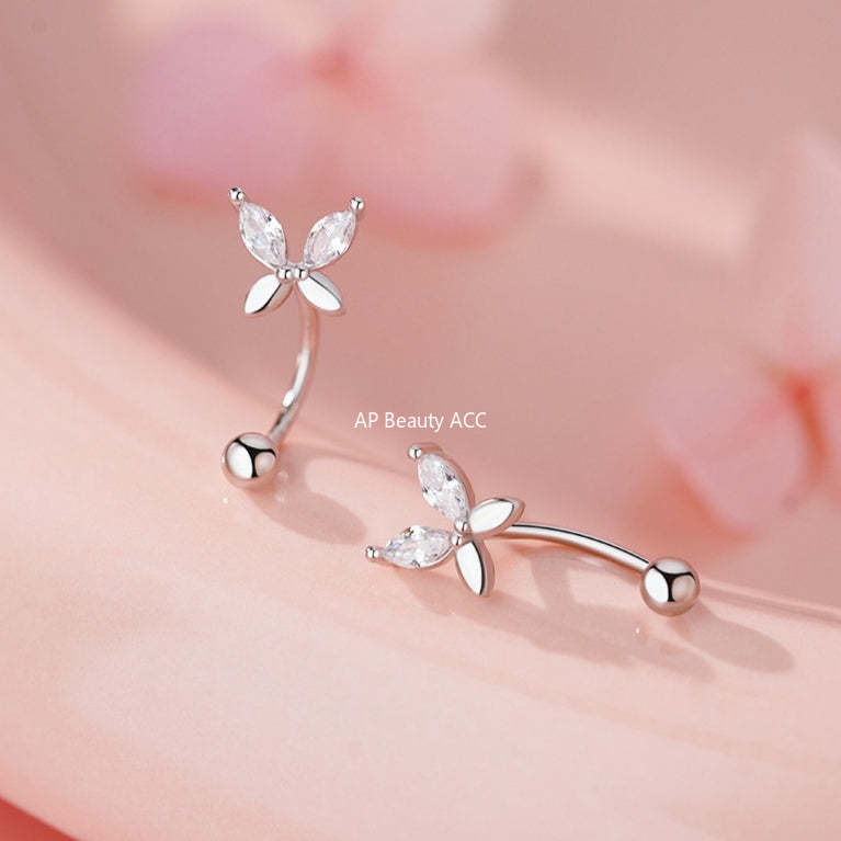 D廠-S999足銀蝴蝶螺絲耳鉤森系唯美養耳洞溫柔小清新優雅淑女耳飾「YC10288E_1」25.11-4