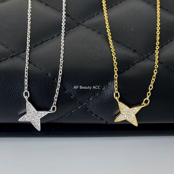 C廠-閃鑽星星純銀項鍊ins小眾設計輕奢高級感氣質鎖骨鏈簡約百搭頸鏈「XL-1229」25.11-1
