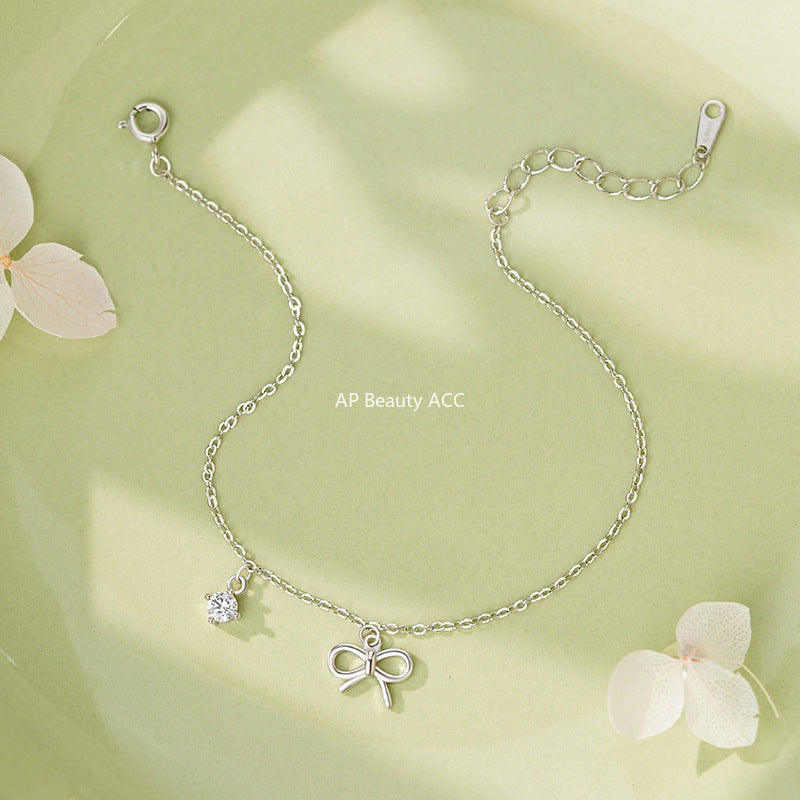 D廠-S999足銀甜美蝴蝶結鋯石手鍊女文藝優雅秋冬氣質小眾閨蜜手飾「YC4519SL_1」25.11-2