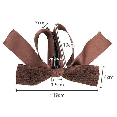 E廠-秋冬美拉德~復古針織蝴蝶結香蕉夾女大號防滑高馬尾扭扭竪夾頭飾「27638」25.11-1