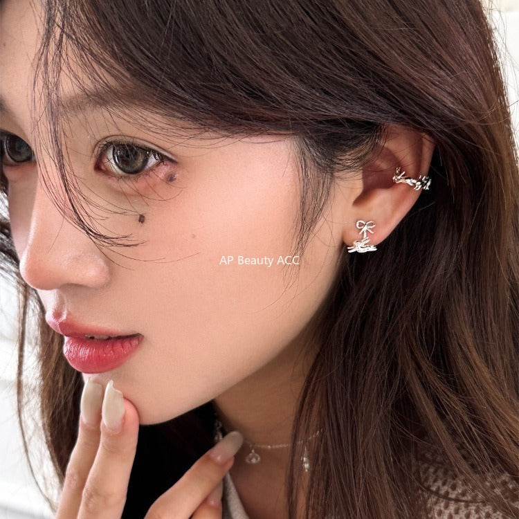 C廠-日韓個性ins奔跑小兔耳夾女可愛小香風耳骨夾精緻設計高級感耳飾「EJ-36」25.11-1