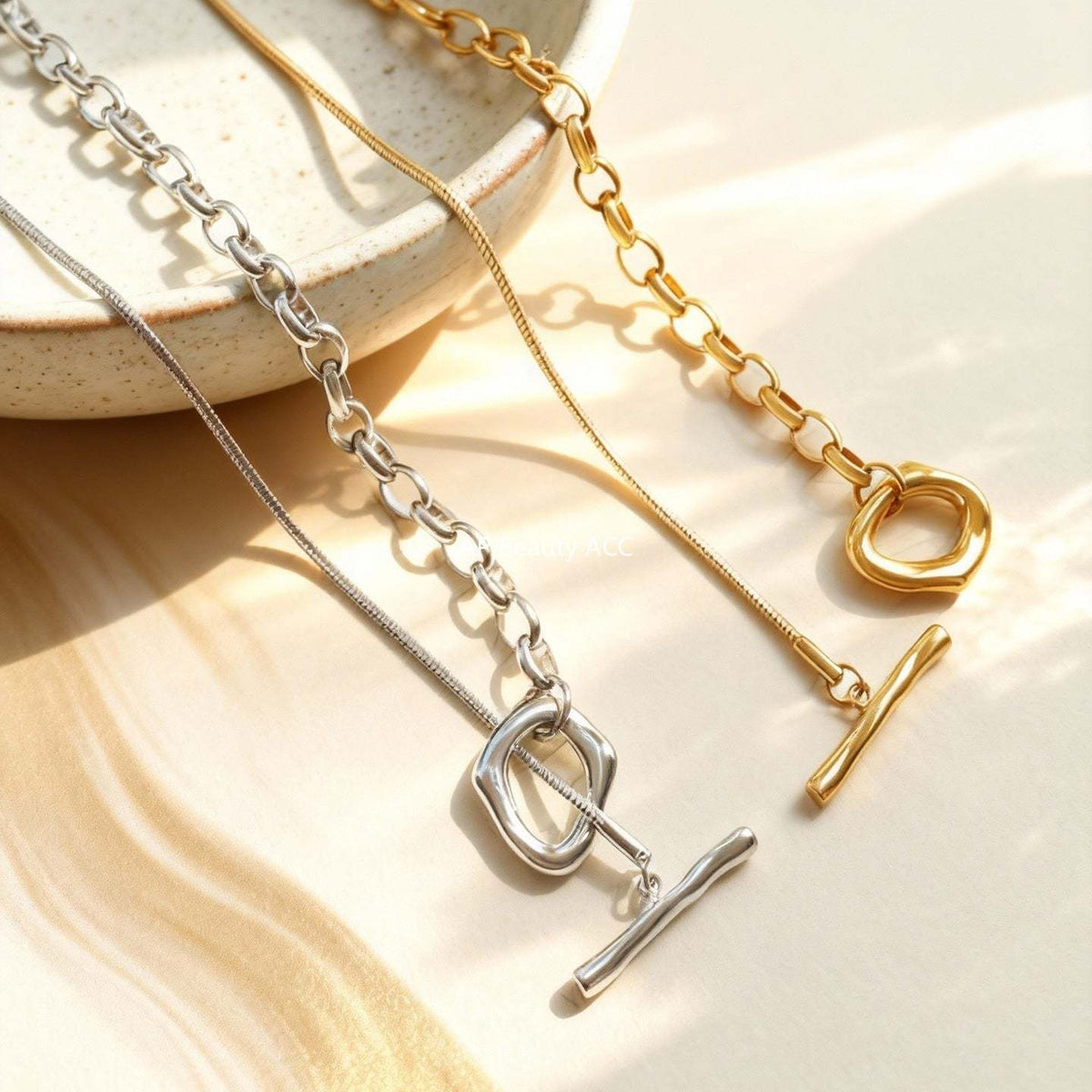 B廠-不鏽鋼OT扣長款可調節毛衣鏈簡約時尚輕奢高級感首飾品鍍18k真金「M005」25.12-2