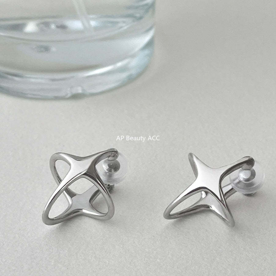 C廠-韓版ins風四芒星耳夾女冷淡風個性甜酷高級感耳骨夾小眾簡約耳飾「EJ-58」25.12-3