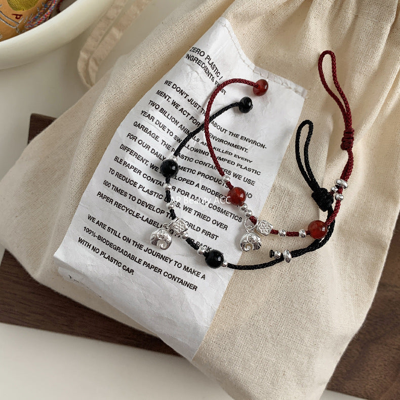 C廠-國朝新中式古風如意歲歲平安狗狗吉祥大象小象編繩手鍊S925純銀「1603-1605-1606」25.11-2