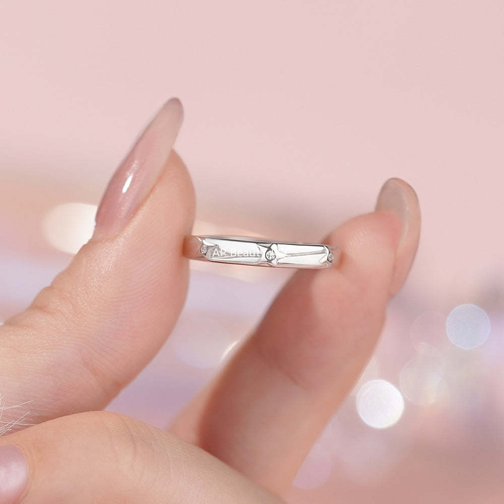 D廠-足銀S999夢幻星星鋯石戒指女簡約小眾ins風溫柔高級設計手飾「YC5263R_1」25.11-4