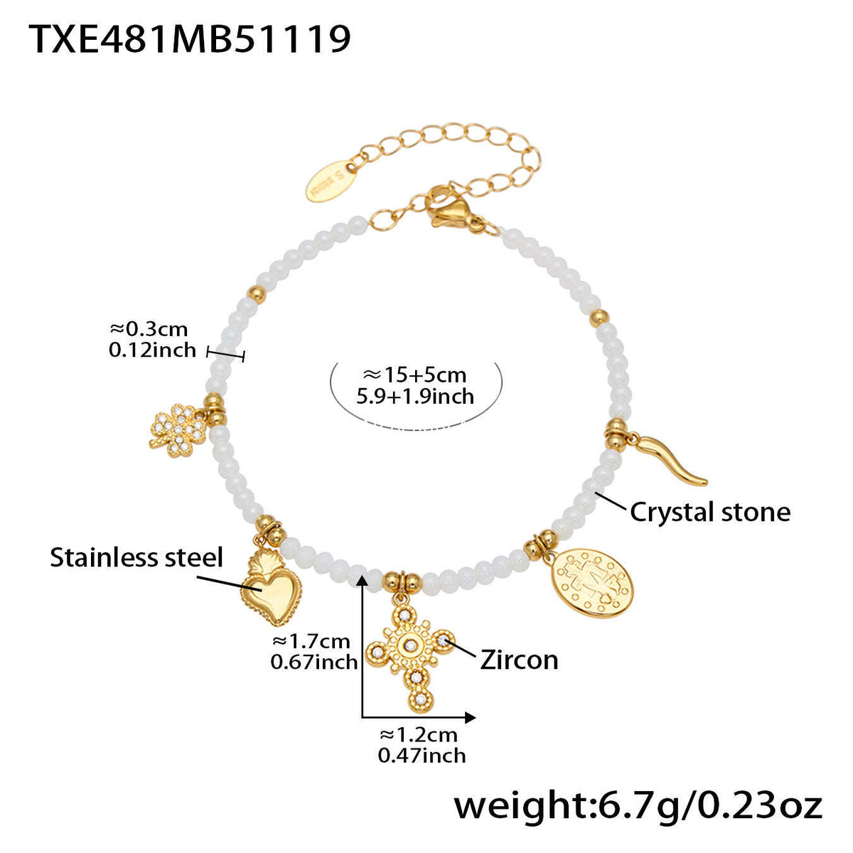 B廠-天然切面水晶石飾品5A鋯石DIY多配件手鍊項鍊不鏽鋼套裝女「TXP481」25.11-4