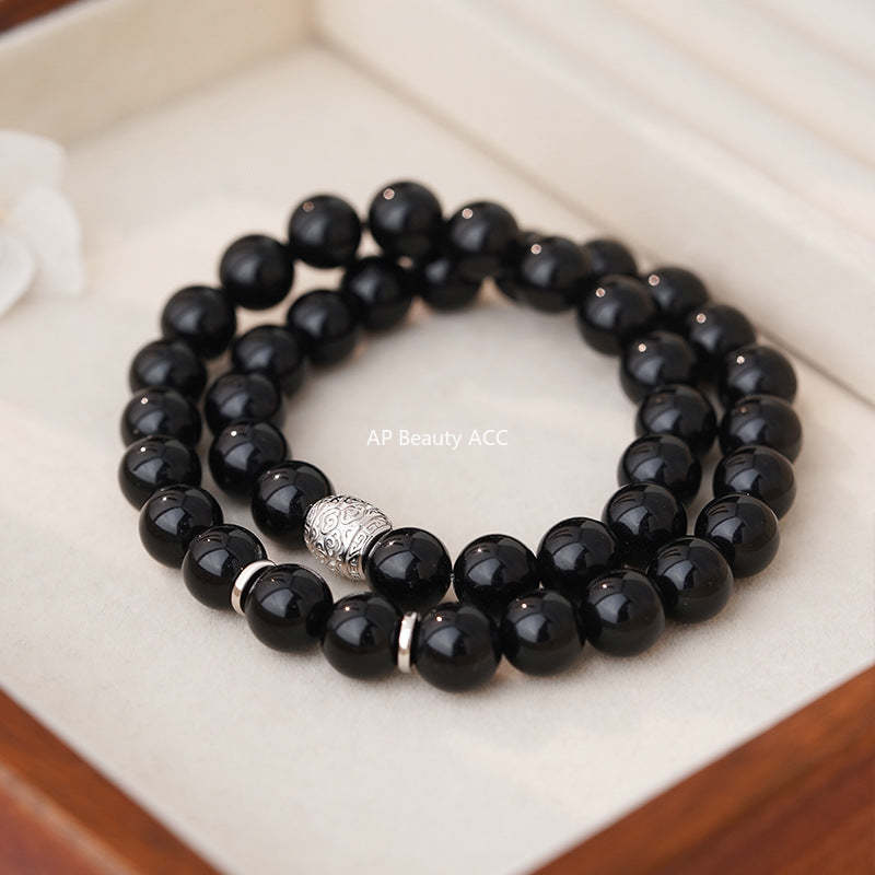 D廠-S999足銀簡約黑曜石手串女幾何氣質獨特時尚文藝送禮手飾批發「YC5148SL_1」25.10-5