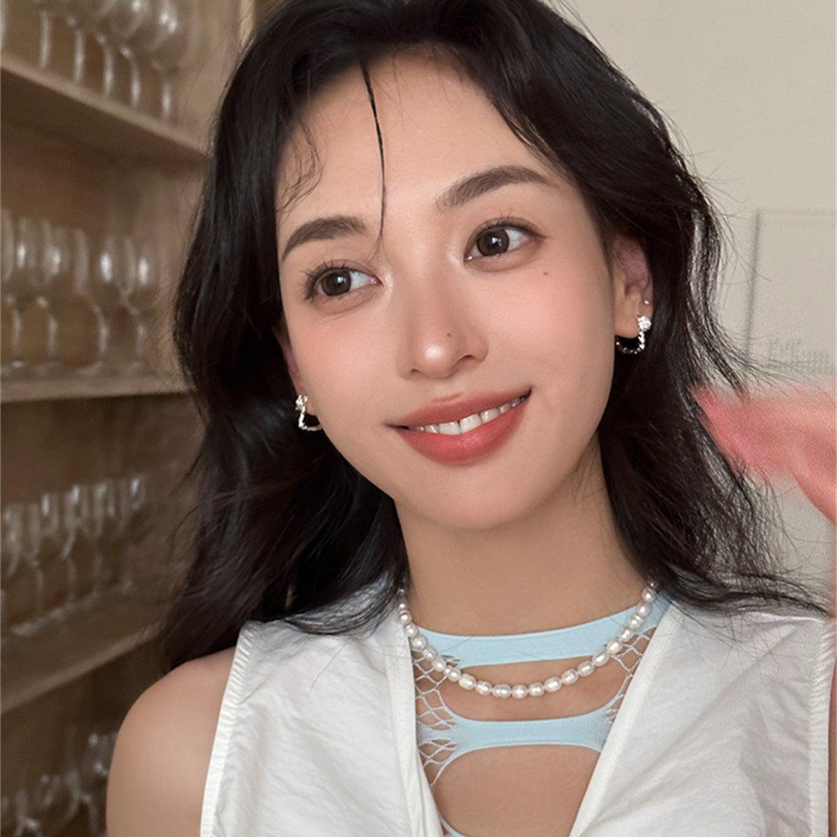 C廠-925銀針森系玫瑰花耳環女清新甜美氣質耳扣簡約時尚百搭個性耳飾「EH-3678」25.06-4
