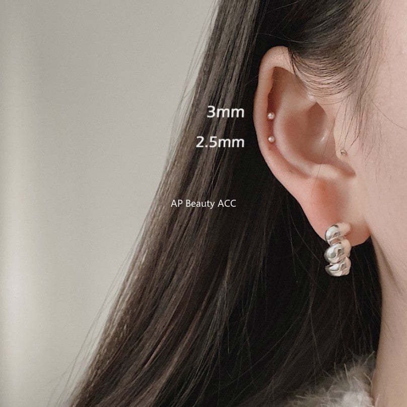 F廠-歐美韓國925純銀耳釘冷淡風圓珠耳環耳扣耳飾「C876」25.12-1