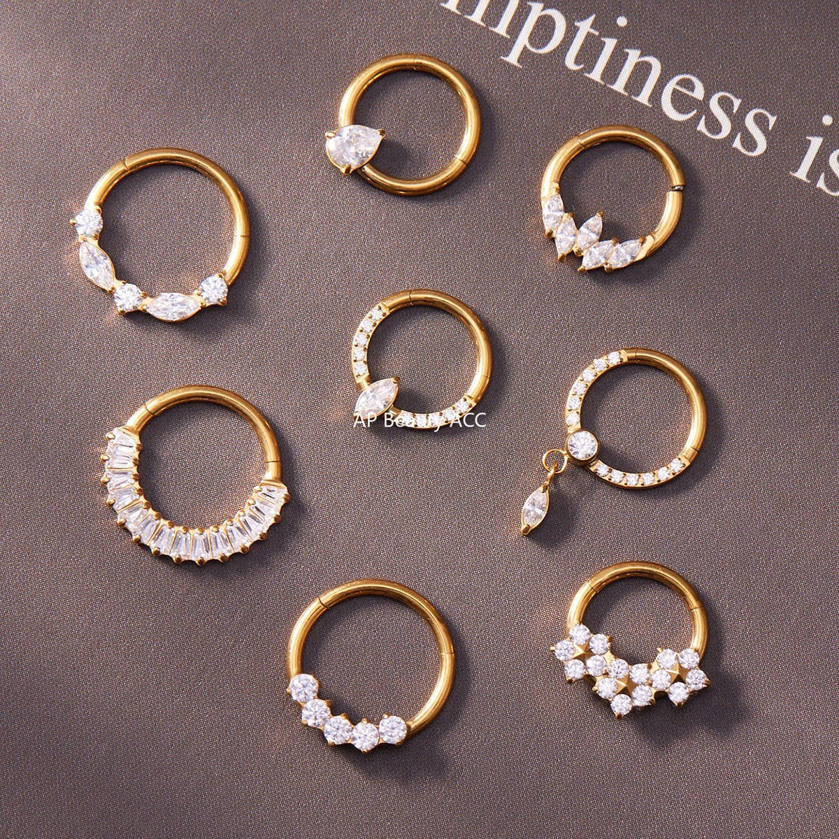 B廠-鈦合金鑲嵌5A鋯石鼻環歐美甜酷辣妹穿刺鼻環潮人時尚無縫環「T001」25.11-2