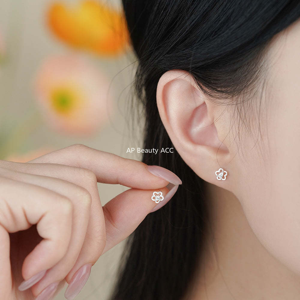 D廠-足銀S999高級感甜美花朵鋯石耳環女清新韓風氣質小眾精緻耳飾「YC2220E_2」25.11-4