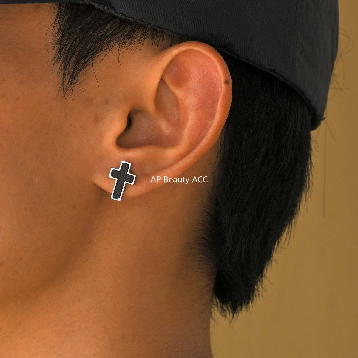 G廠-跨境男士時尚耳飾 不鏽鋼錘紋十字架耳釘 潮流經典百搭飾品「ES-720」25.11-1