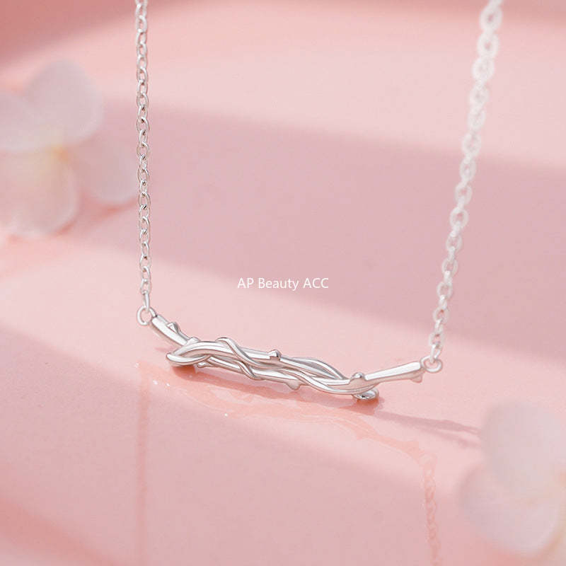 D廠-S999足銀個性花枝蝴蝶鎖骨鏈女韓風少女感氣質文藝風情侶項鍊批發「YC1811N_1」25.11-3