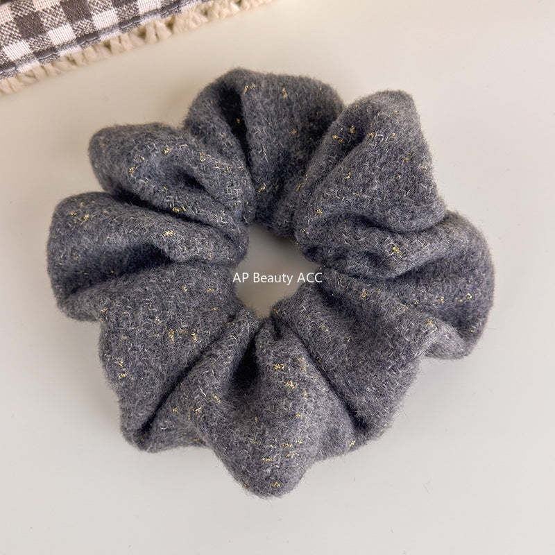 E廠-韓系秋冬彩色毛線針織金絲大腸髮圈女氣質超大丸子頭馬尾頭繩頭飾「27724」25.11-4