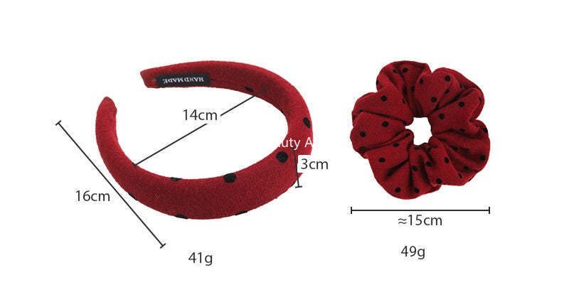 E廠-新年紅色波點大腸髮圈網紅2025新款綁頭髮頭繩高顱頂頭箍洗臉髮捆「27755」25.12-1