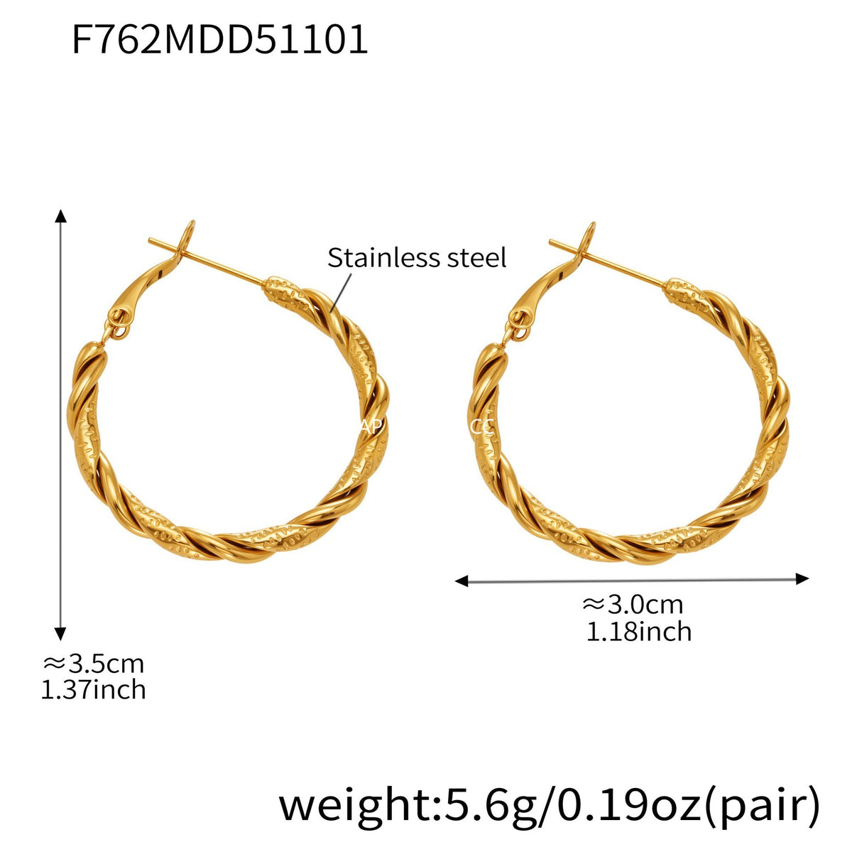 B廠-ins風小眾設計三層愛心形耳環不鏽鋼18k鍍金耳釘不掉色耳飾「F753」25.11-1