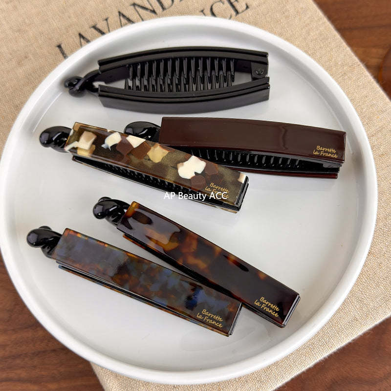 E廠-韓國France一字扭扭夾法式簡約氣質盤髮馬尾竪夾醋酸直條香蕉夾女「27640」25.11-1