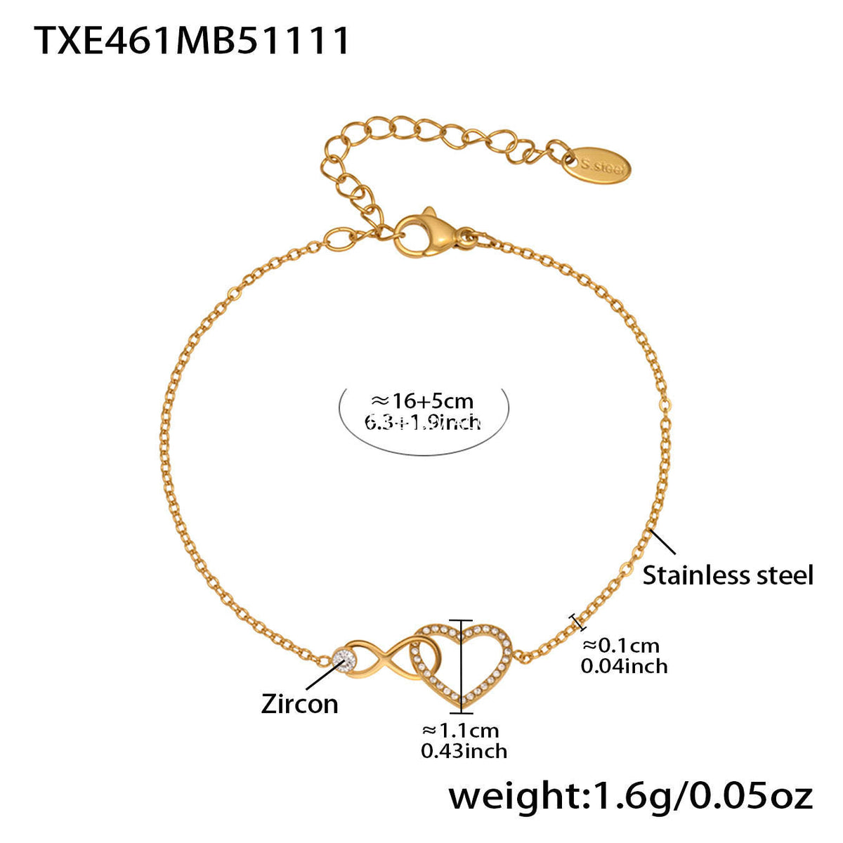 B廠-跨境熱銷款愛心8字鋯石超精緻項鍊手鍊套裝不鏽鋼鍍18k真金「TXP461」25.11-3