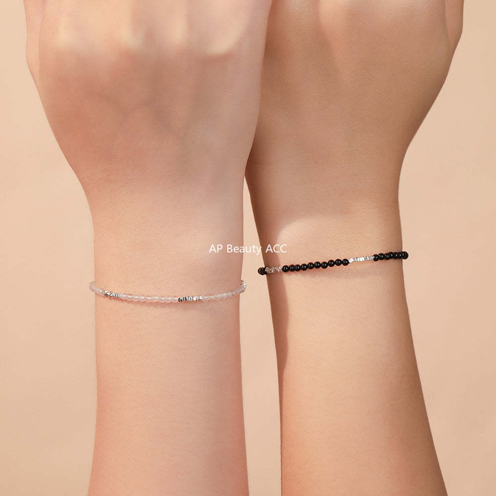 D廠-足銀S999瑪瑙碎銀情侶手鍊新中式極簡淡雅文藝氣質手飾「YC4745SL_1」25.11-4