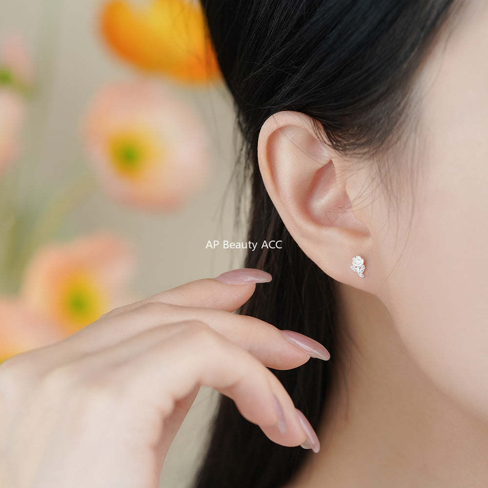 D廠-足銀S999森系田園風玫瑰花耳環女甜美百搭小清新耳環耳環批發「YC3052E_1」25.11-4