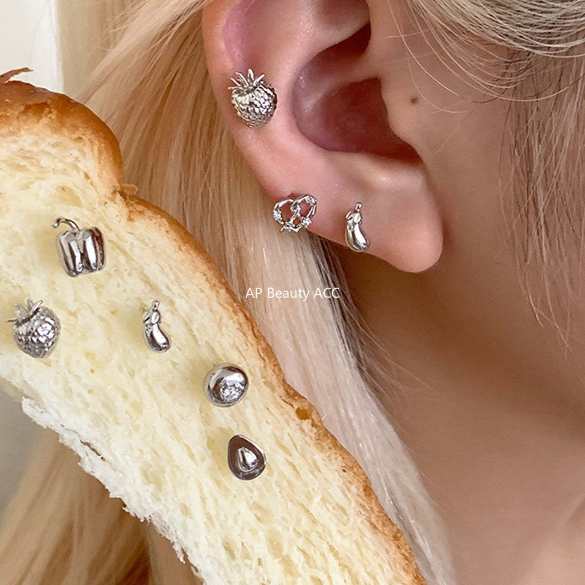 C廠-925銀針蔬菜茄子耳釘女森系小清新獨特牛油果耳環輕奢高級感耳飾「EH-4260」25.11-3