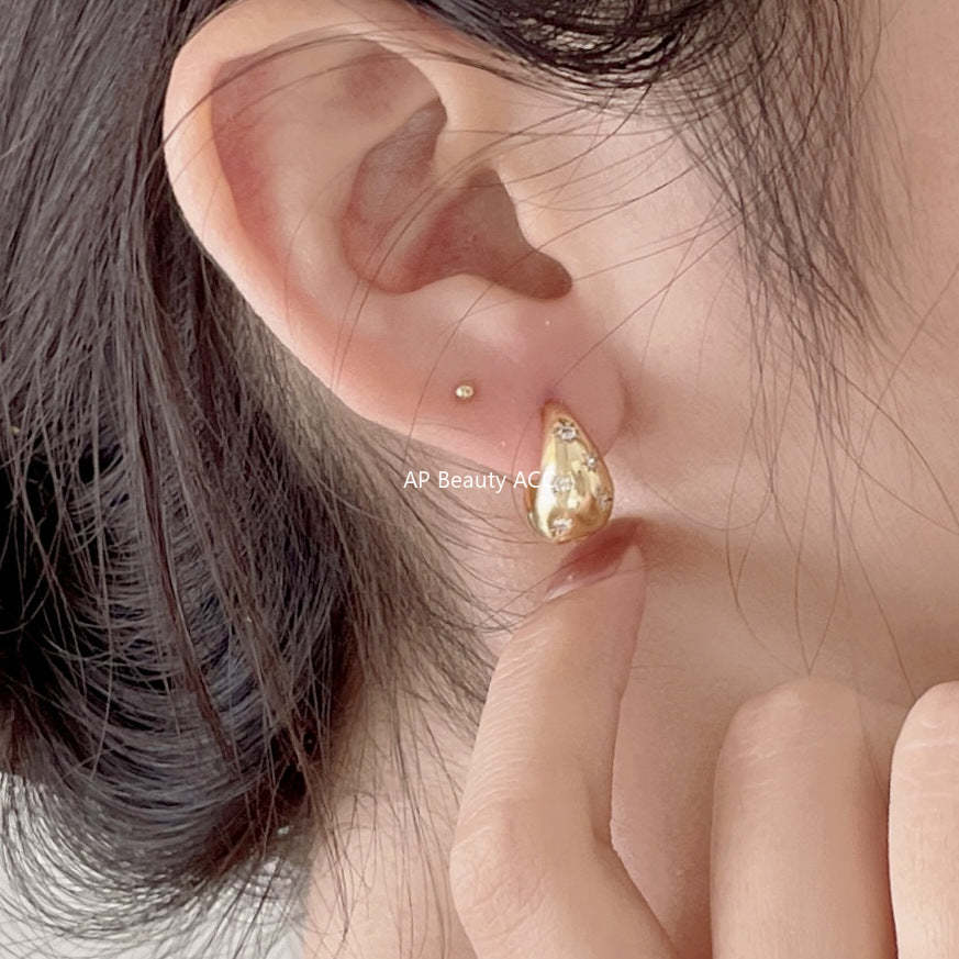 F廠-韓國韓版925純銀鋯石耳環U型簡約時尚氣質ins風耳環「C1186」25.12-3